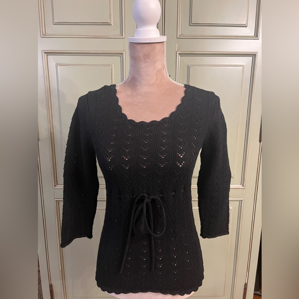 M.A.G. by Magaschoni -Black, waist drawstring waist, open knit, Size- S.